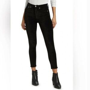 Rag & Bone High Rise Ankle Skinny Pants in Black Velvet Women's Size 29 Holidays
